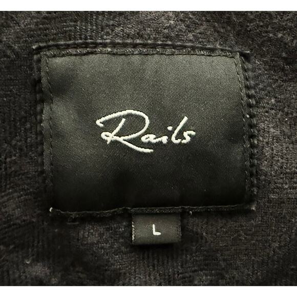 Rails Men's Lennox Plaid Relaxed Fit Shirt Flannel Cotton Blend Charcoal Black - Picture 6 of 10